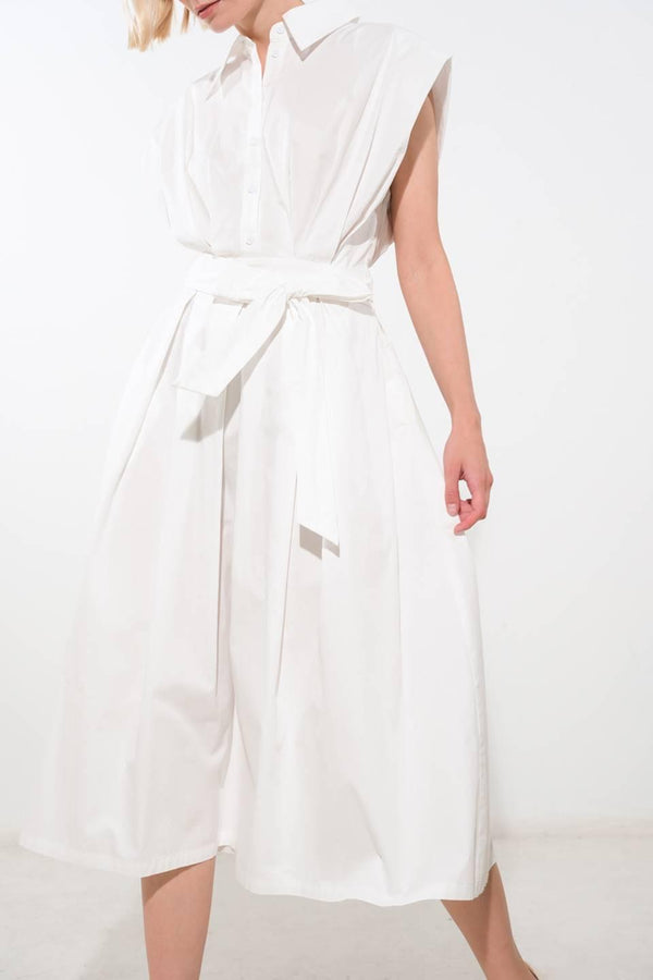 DEEPER CONNECTION WOVEN MIDI DRESS.