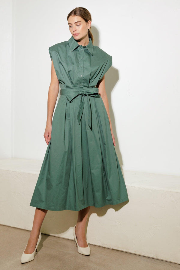 DEEPER CONNECTION WOVEN MIDI DRESS.