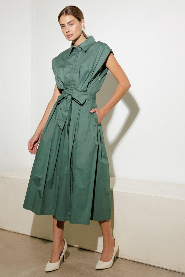 DEEPER CONNECTION WOVEN MIDI DRESS.