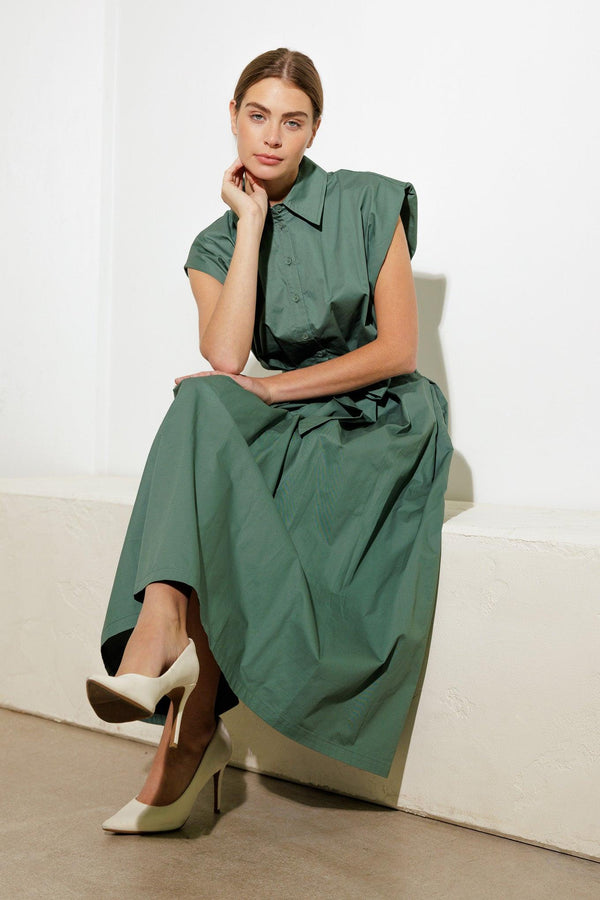 DEEPER CONNECTION WOVEN MIDI DRESS.