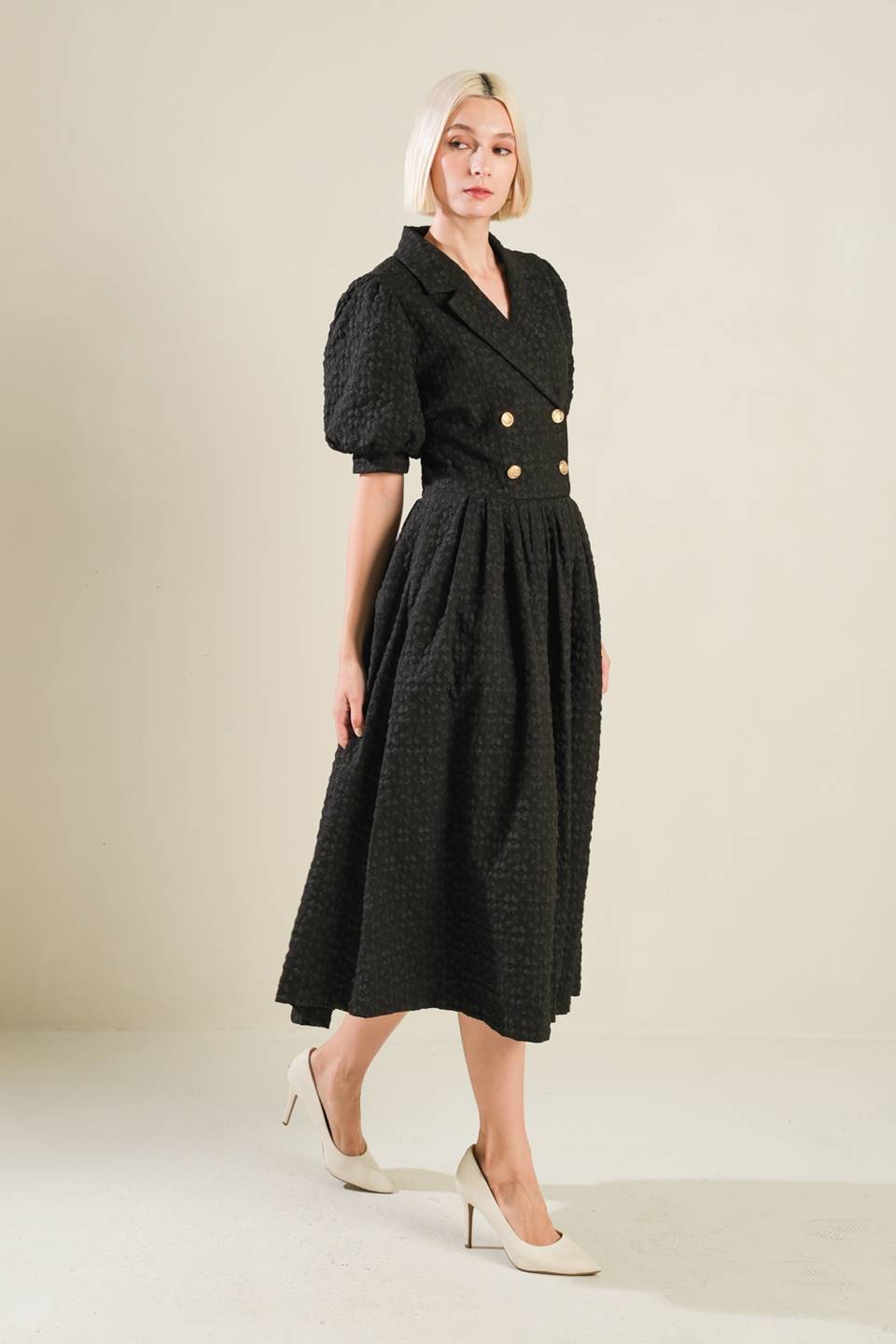 CONSTANTLY TRENDY WOVEN MIDI DRESS