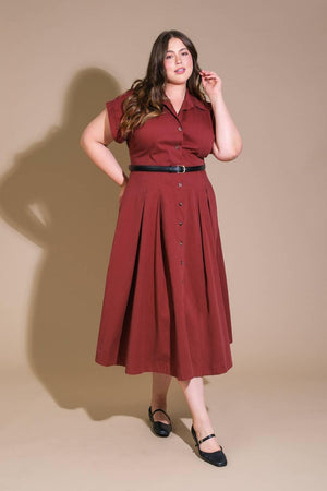 PERFECT BALANCE WOVEN MIDI DRESS.