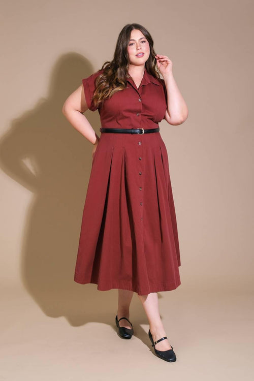 PERFECT BALANCE WOVEN MIDI DRESS.