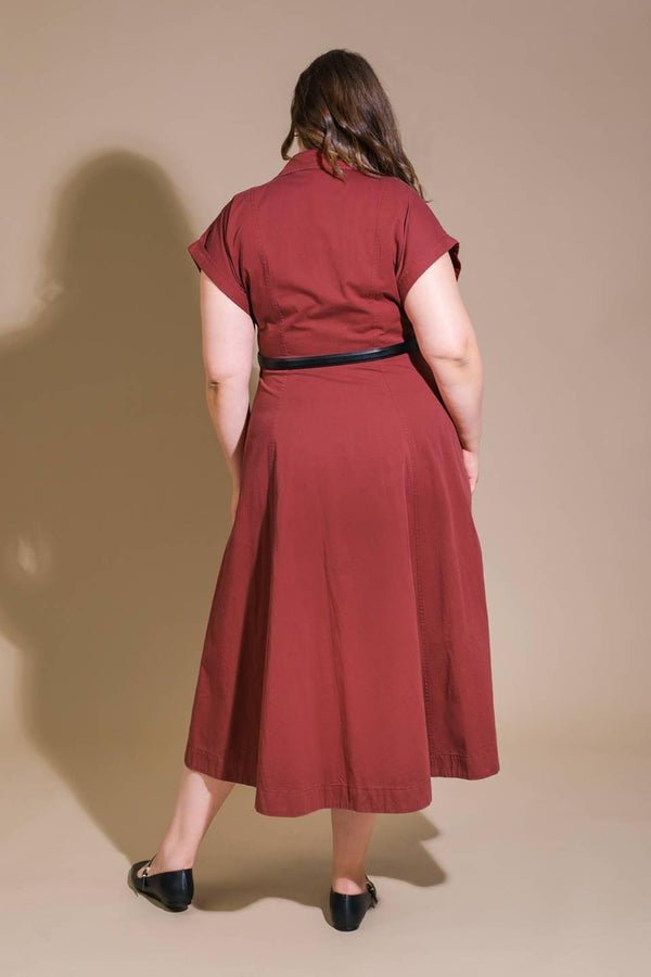 PERFECT BALANCE WOVEN MIDI DRESS.