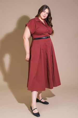 PERFECT BALANCE WOVEN MIDI DRESS.