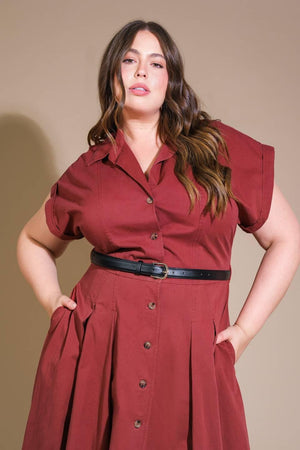 PERFECT BALANCE WOVEN MIDI DRESS.