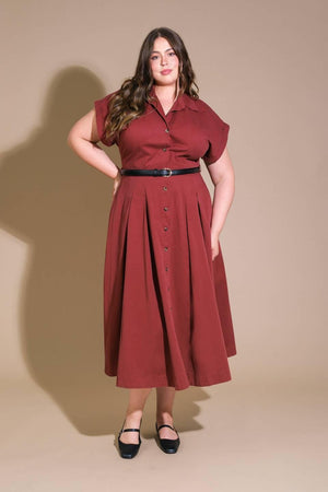 PERFECT BALANCE WOVEN MIDI DRESS.
