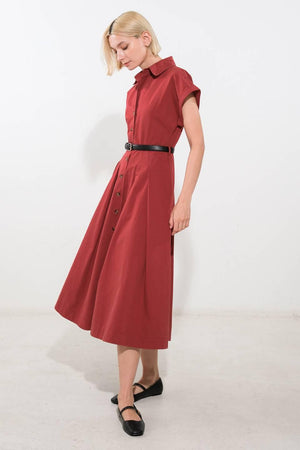 PERFECT BALANCE WOVEN MIDI DRESS.