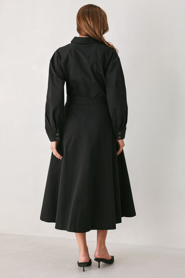 CHARMING DECISION WOVEN MIDI DRESS