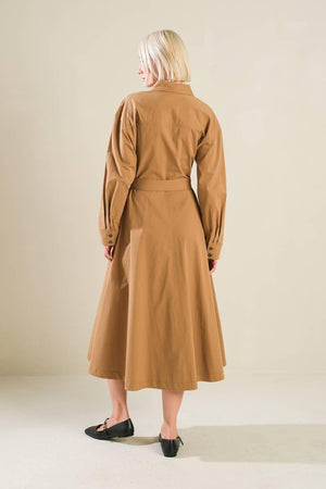 CHARMING DECISION WOVEN MIDI DRESS.