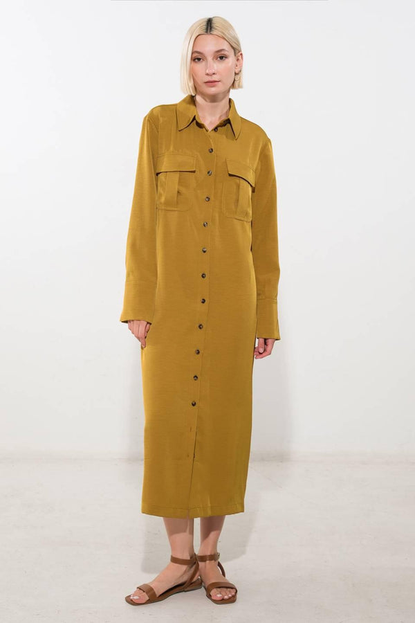 STATE OF BLISS WOVEN MIDI DRESS.