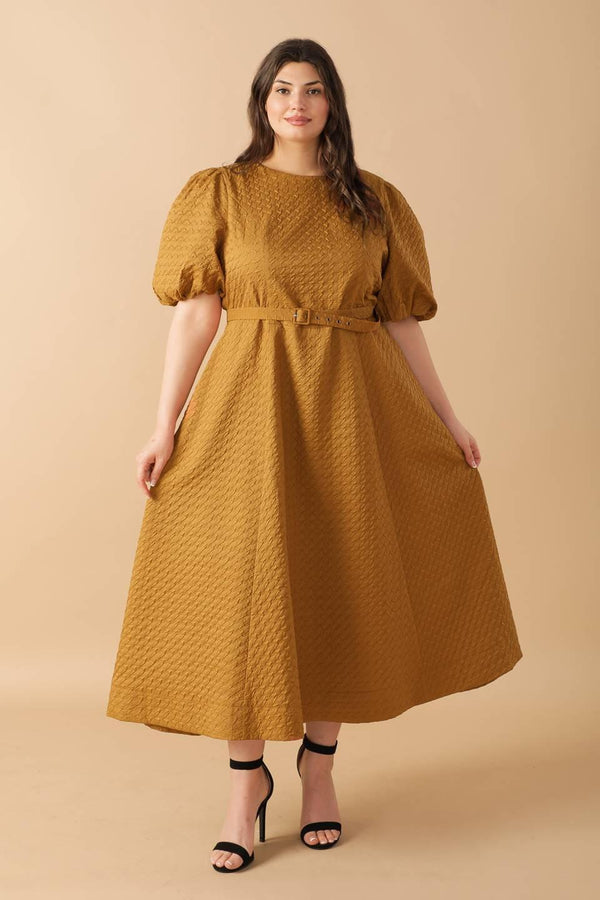 CAN'T STOP ME WOVEN MIDI DRESS.