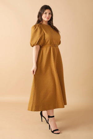 CAN'T STOP ME WOVEN MIDI DRESS.