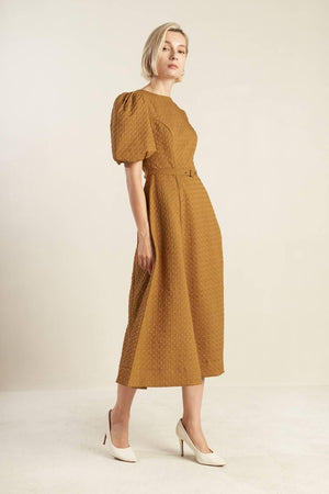 CAN'T STOP ME WOVEN MIDI DRESS.