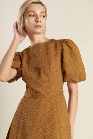 CAN'T STOP ME WOVEN MIDI DRESS.