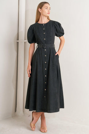 IN MY MIND DENIM MIDI DRESS.