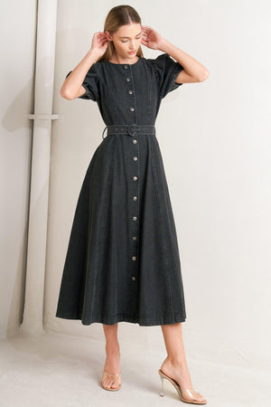 IN MY MIND DENIM MIDI DRESS.