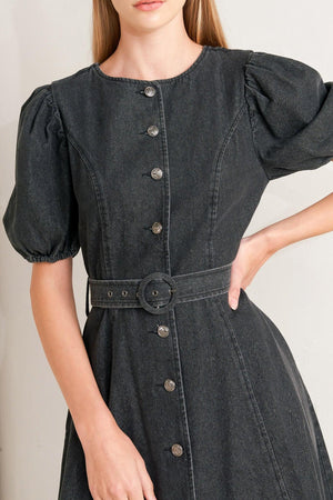 IN MY MIND DENIM MIDI DRESS.