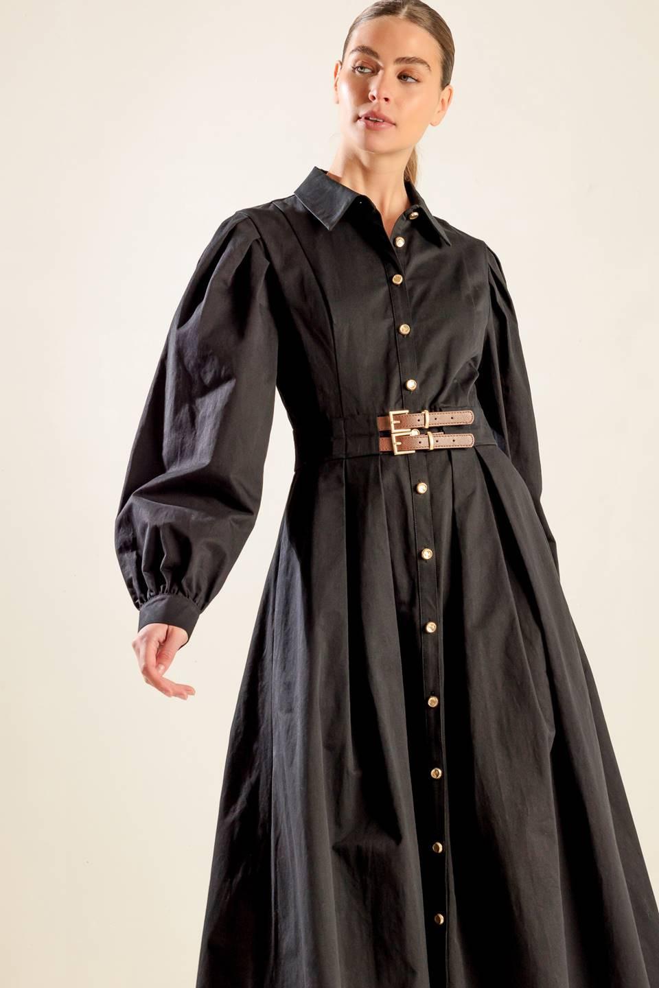 MIDNIGHT MASQUERADE WOVEN MIDI DRESS.