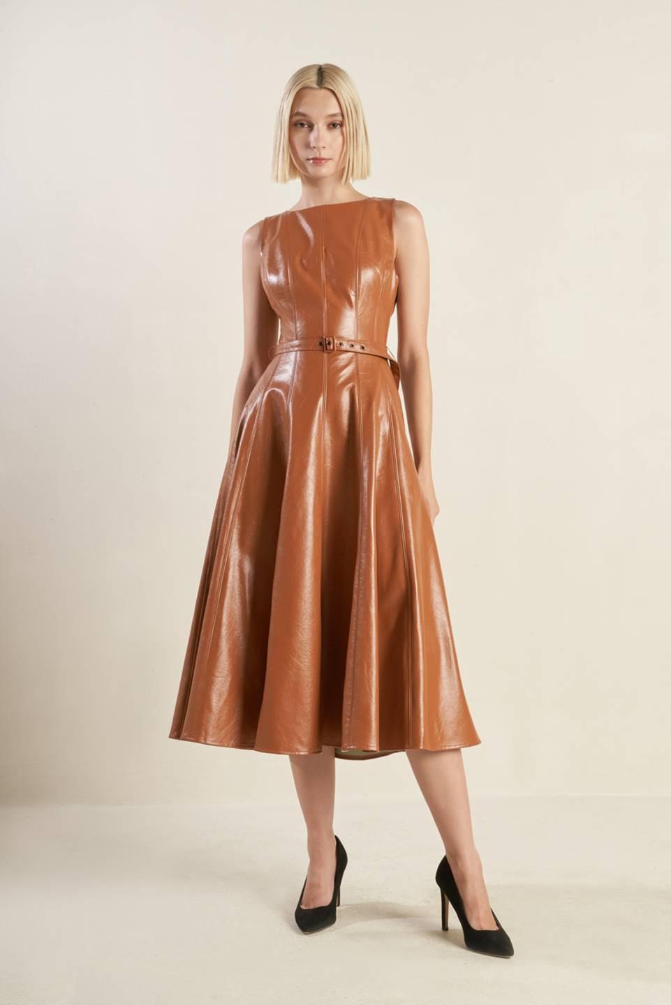 LUNAR SYMPHONY FAUX LEATHER MIDI DRESS l FREEMARKET Flying Tomato LUNAR SYMPHONY FAUX LEATHER MIDI DRESS l FREEMARKET Flying Tomato