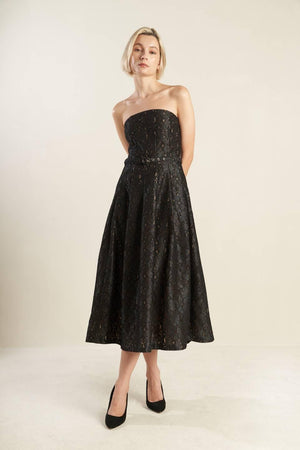 THE TRUTH IS WOVEN LACE MIDI DRESS.