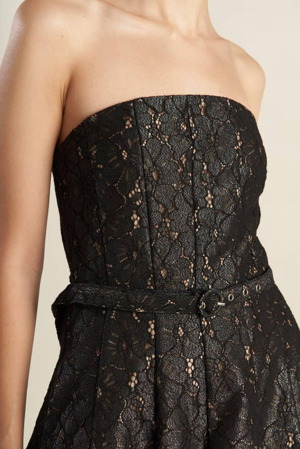 THE TRUTH IS WOVEN LACE MIDI DRESS.