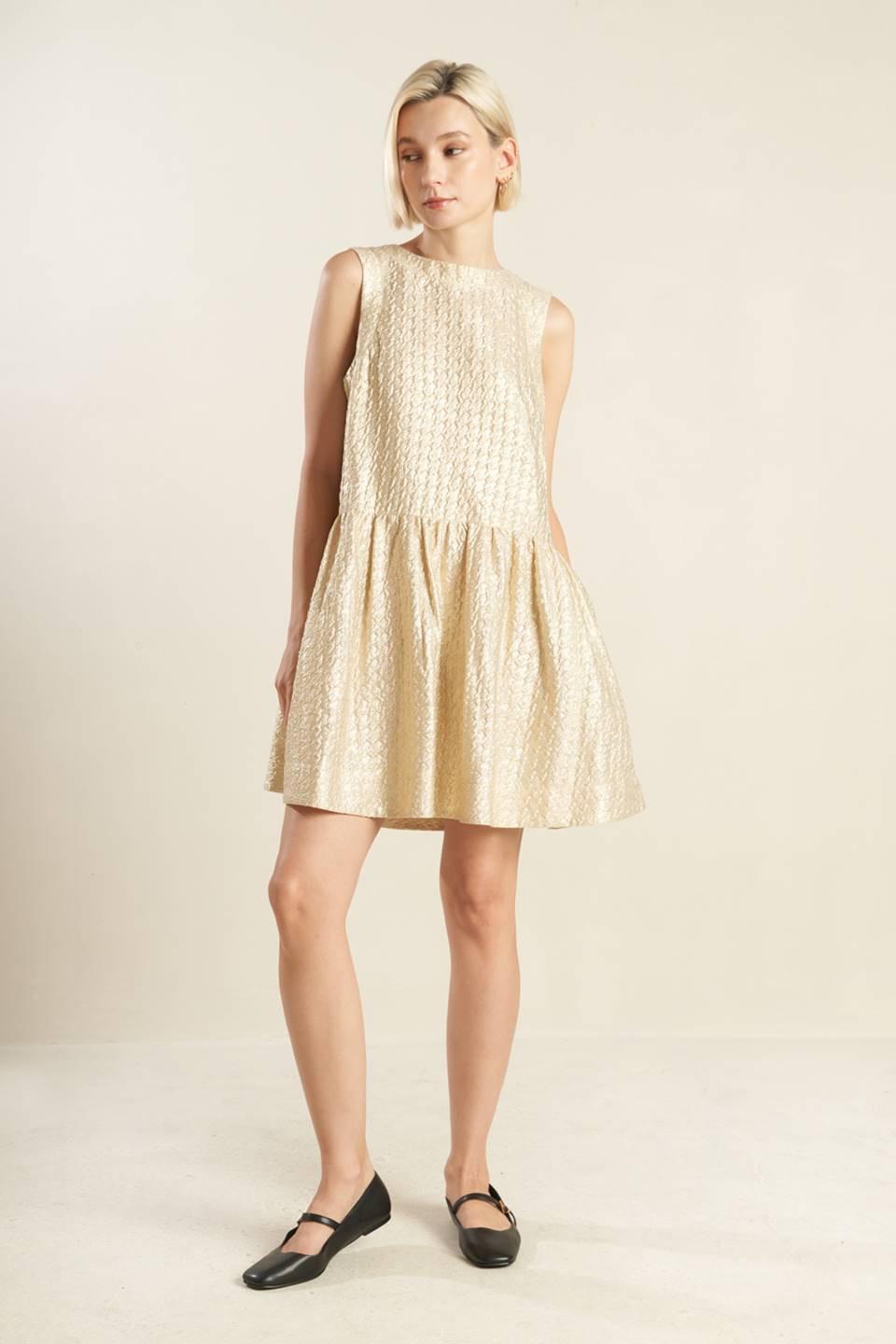 HORIZON HIDEAWAY WOVEN MINI DRESS.