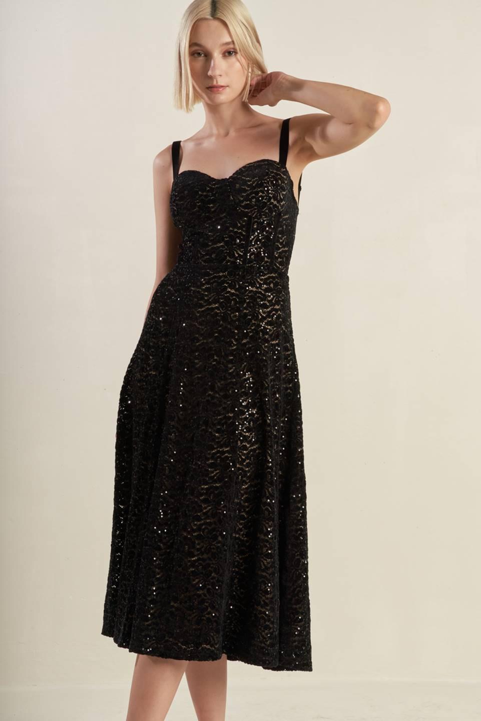 STAPLE MOMENT WOVEN LACE MIDI DRESS.