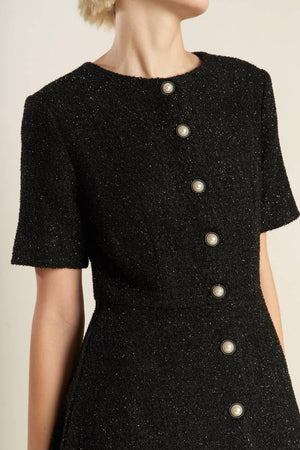 SOMETHING MORE TWEED WOVEN MIDI DRESS.