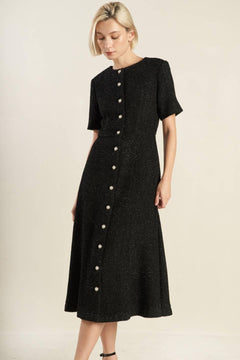 SOMETHING MORE TWEED WOVEN MIDI DRESS.