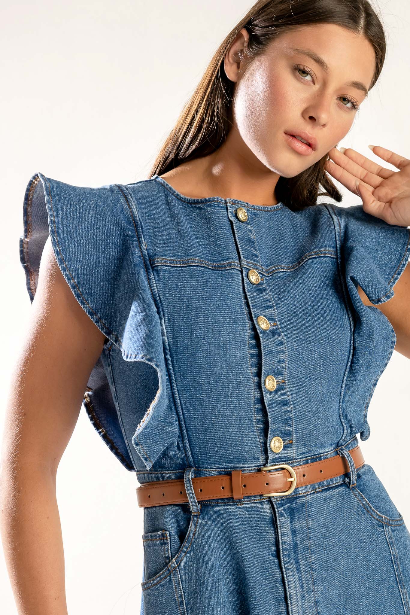 CLASSIC WITH A TWIST DENIM MIDI DRESS