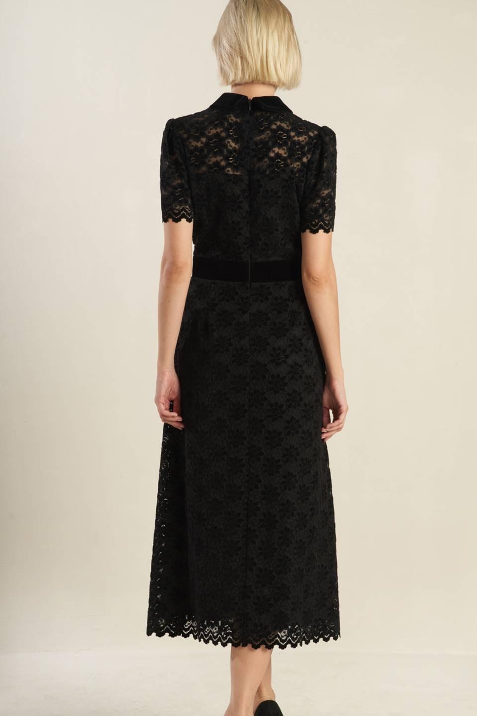 BOLD SYMPHONY WOVEN LACE MIDI DRESS.