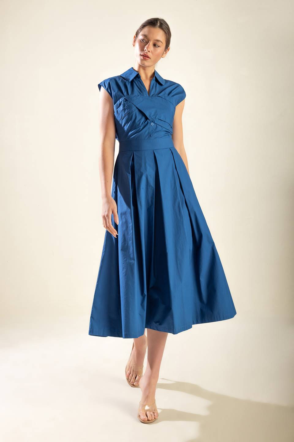 DREAMY IMPRESSION WOVEN MIDI DRESS