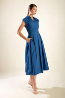 DREAMY IMPRESSION WOVEN MIDI DRESS.