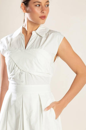 DREAMY IMPRESSION WOVEN MIDI DRESS.