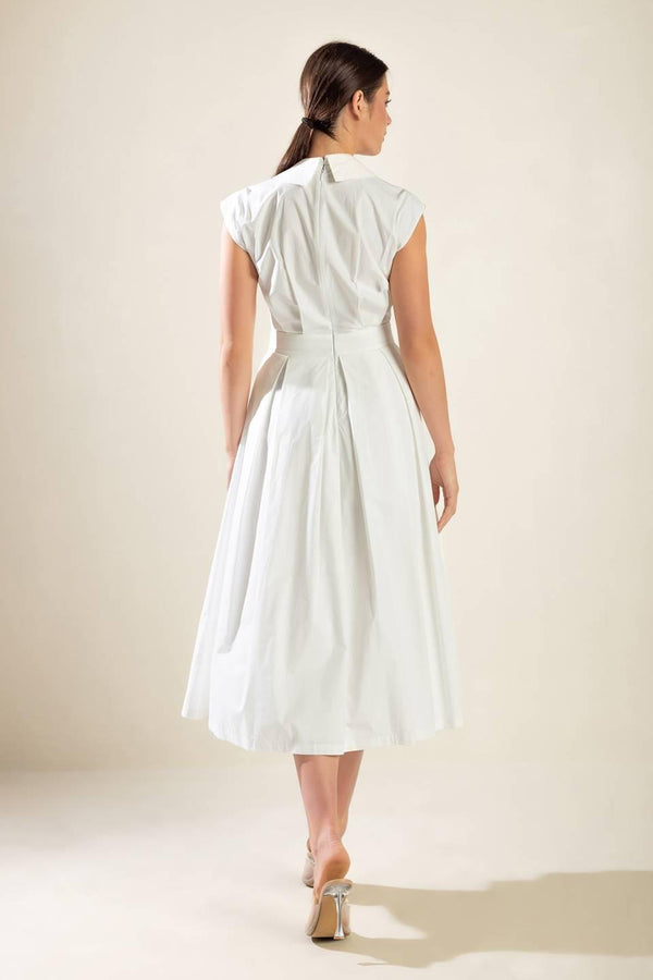 DREAMY IMPRESSION WOVEN MIDI DRESS.