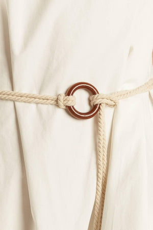 RIVERSIDE SIPS WOVEN MIDI DRESS.