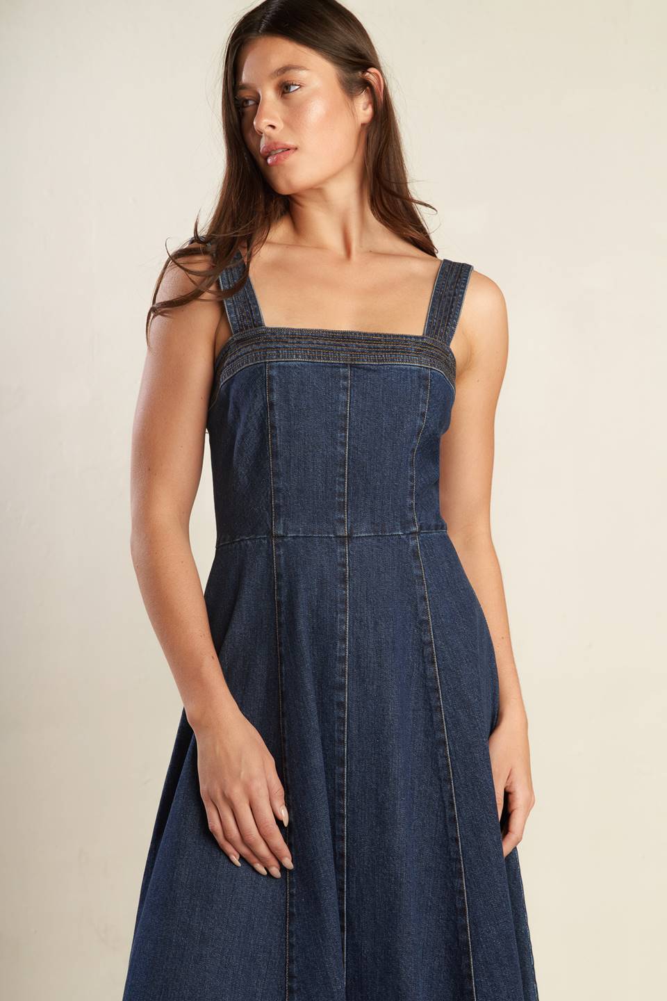 TERRIFIC TIMING DENIM MIDI DRESS