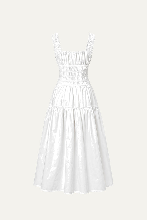 LOVELIEST LOOKS WHITE WOVEN MIDI DRESS