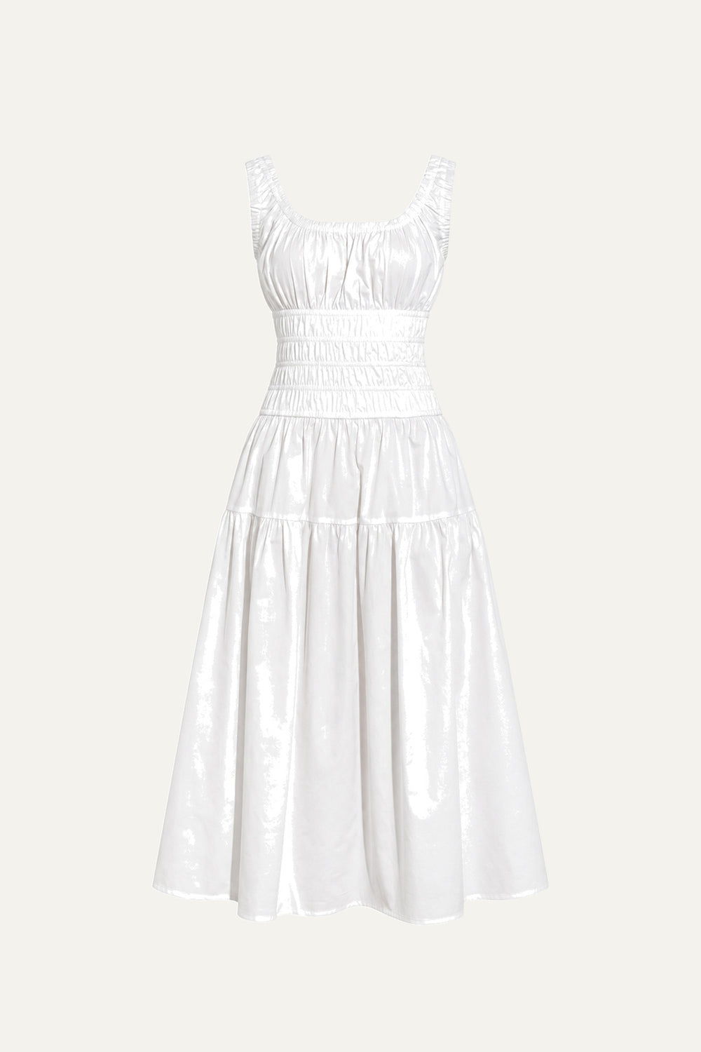 LOVELIEST LOOKS WHITE WOVEN MIDI DRESS