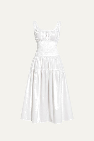 LOVELIEST LOOKS WHITE WOVEN MIDI DRESS
