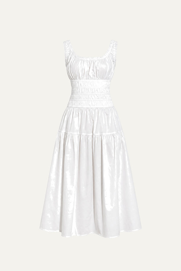LOVELIEST LOOKS WHITE WOVEN MIDI DRESS