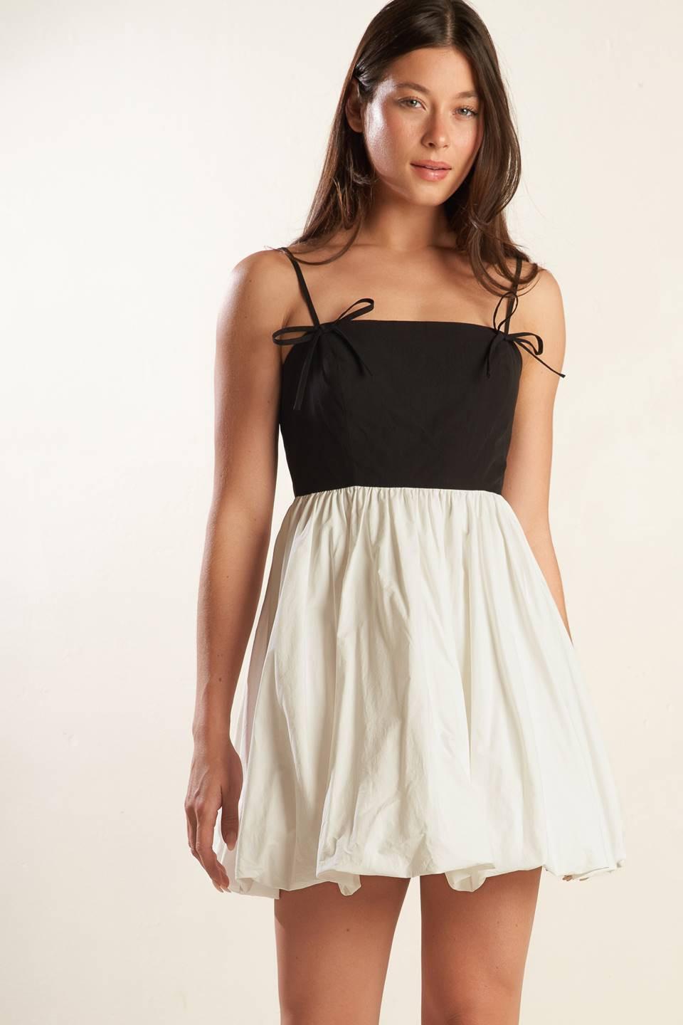 PATIO SENSETS WOVEN COMBINATION MINI DRESS.
