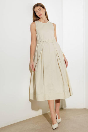 OVER THE WATERS WOVEN MIDI DRESS.