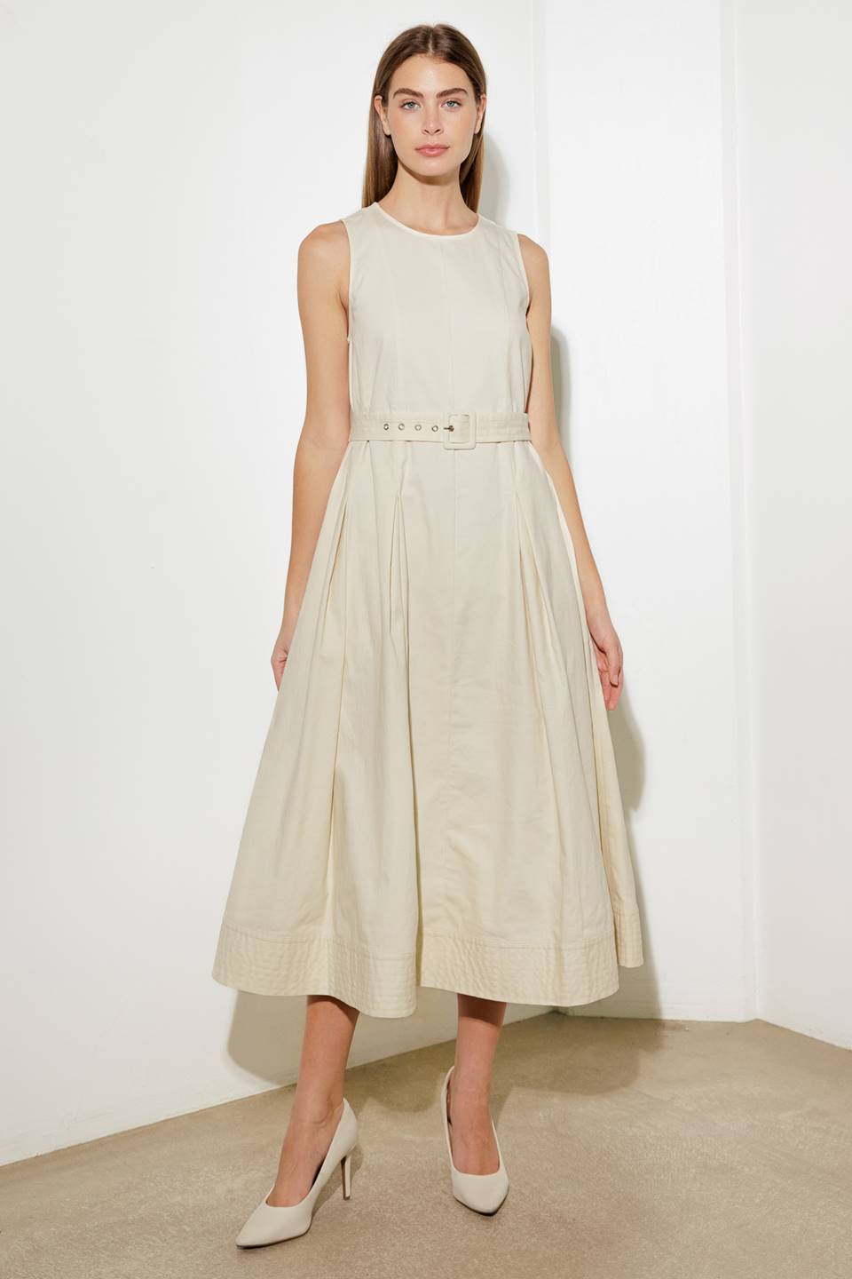 OVER THE WATERS WOVEN MIDI DRESS