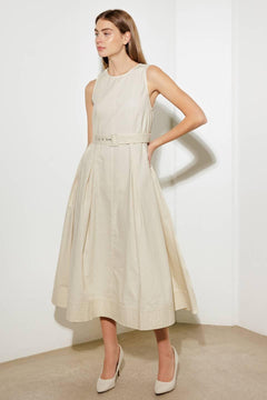 OVER THE WATERS WOVEN MIDI DRESS.