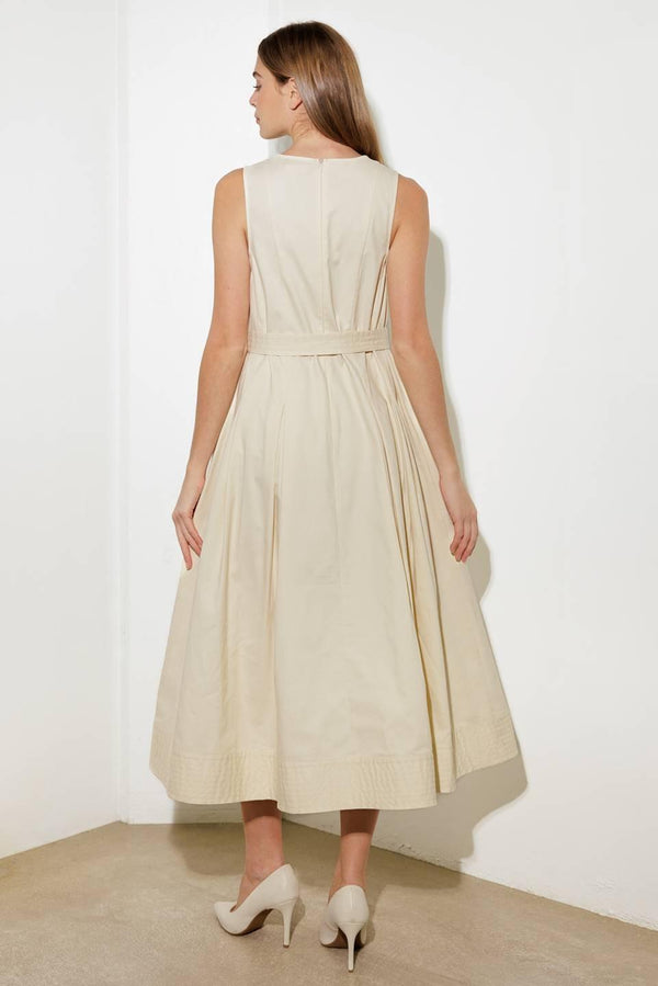 OVER THE WATERS WOVEN MIDI DRESS.