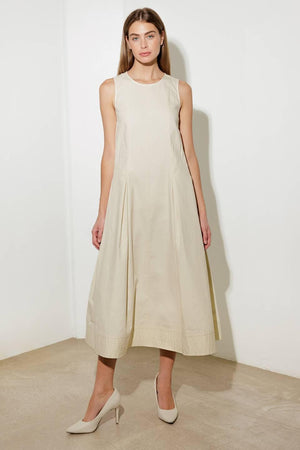 OVER THE WATERS WOVEN MIDI DRESS.