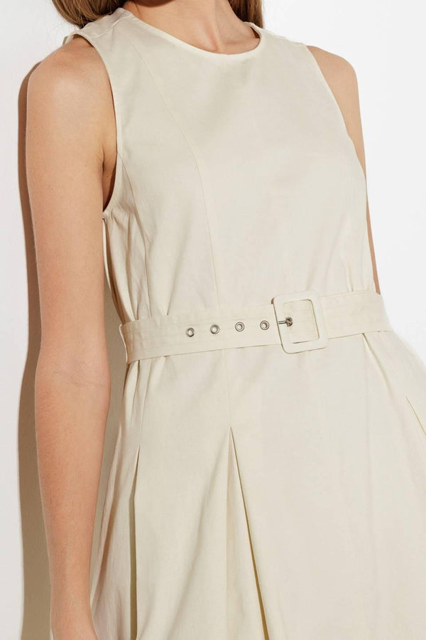 OVER THE WATERS WOVEN MIDI DRESS.
