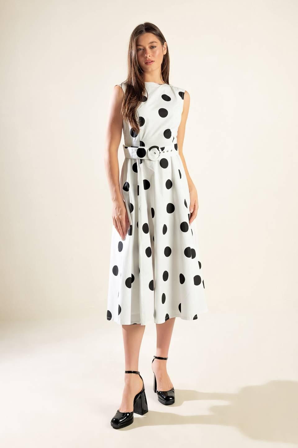 ECHOING FJORD WOVEN MIDI DRESS.